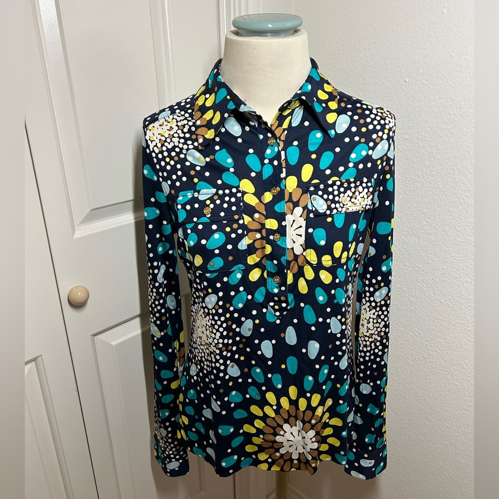 Tory Burch Multicolor Silk Long Sleeve Blouse